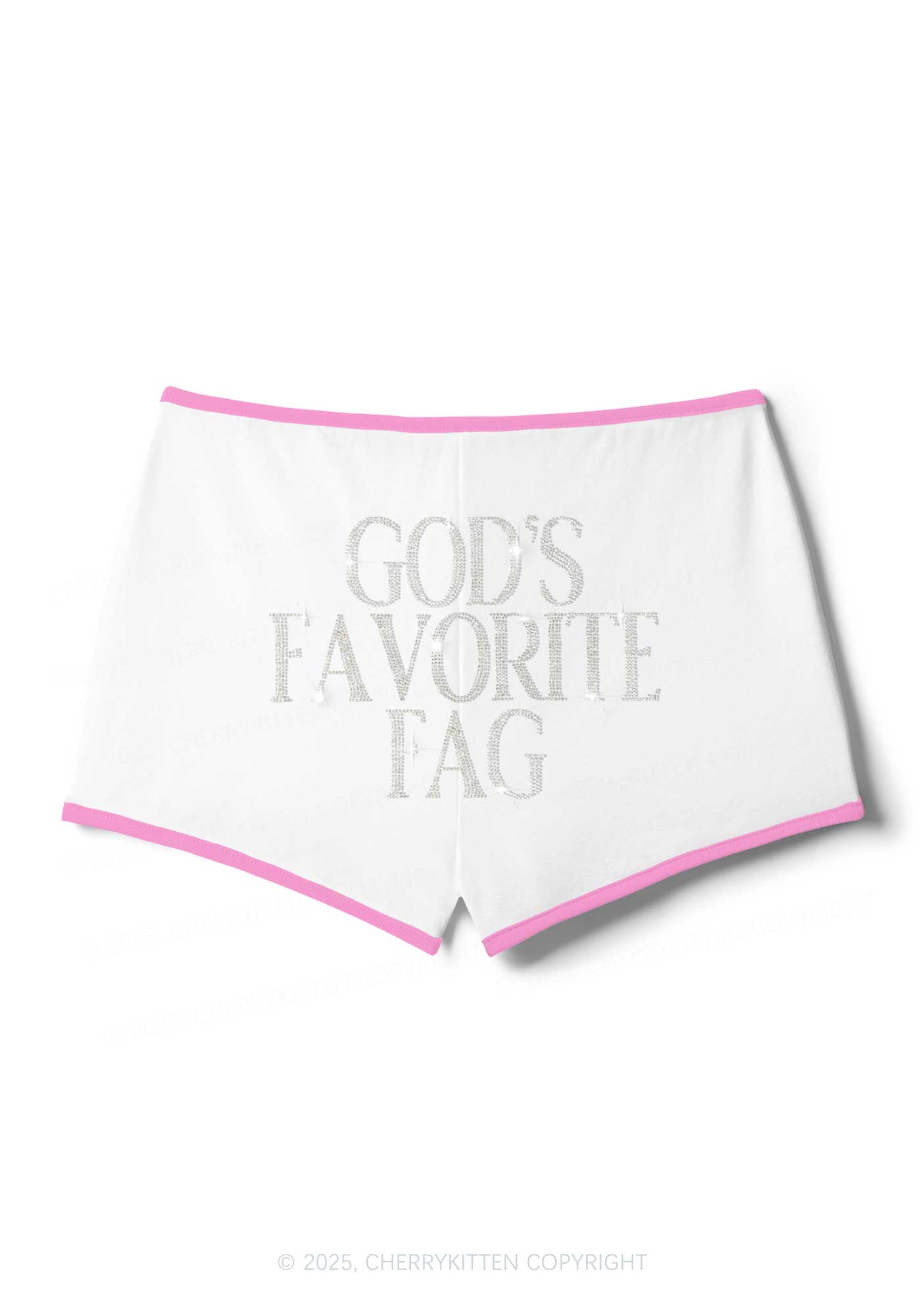 Rhinestone Gods Favorite Fag Pride Y2K Booty Shorts Cherrykitten