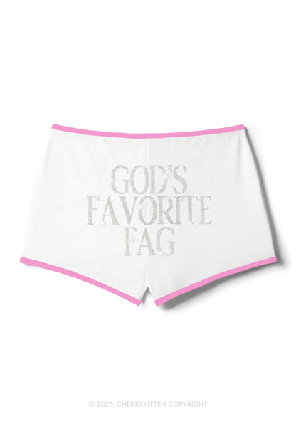 Rhinestone Gods Favorite Fag Pride Y2K Booty Shorts Cherrykitten
