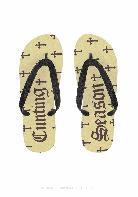 Cxxting Season Cross Y2K Print Flip Flops Cherrykitten