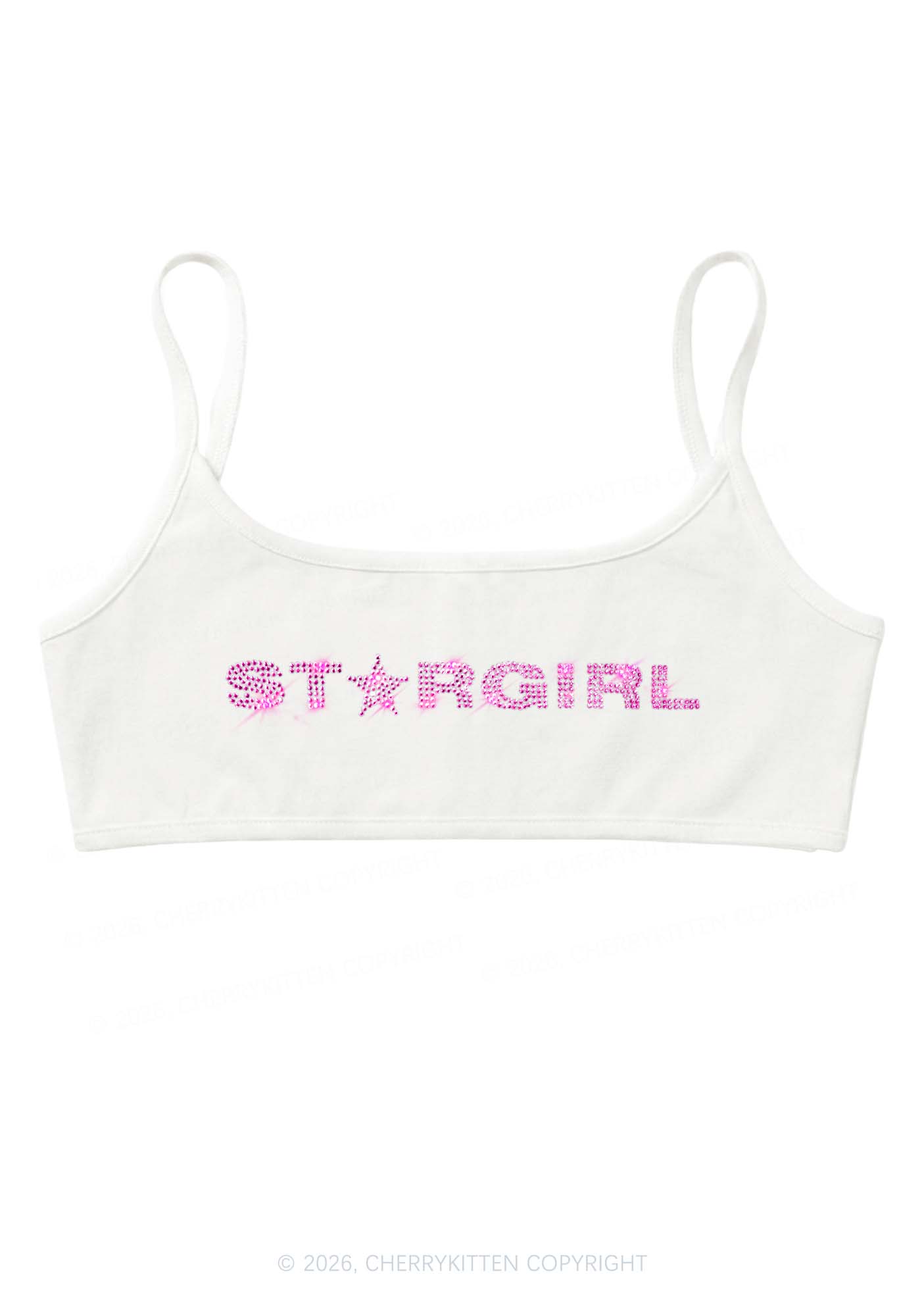 Rhinestone Stargirl Y2K Super Crop Cami Cherrykitten