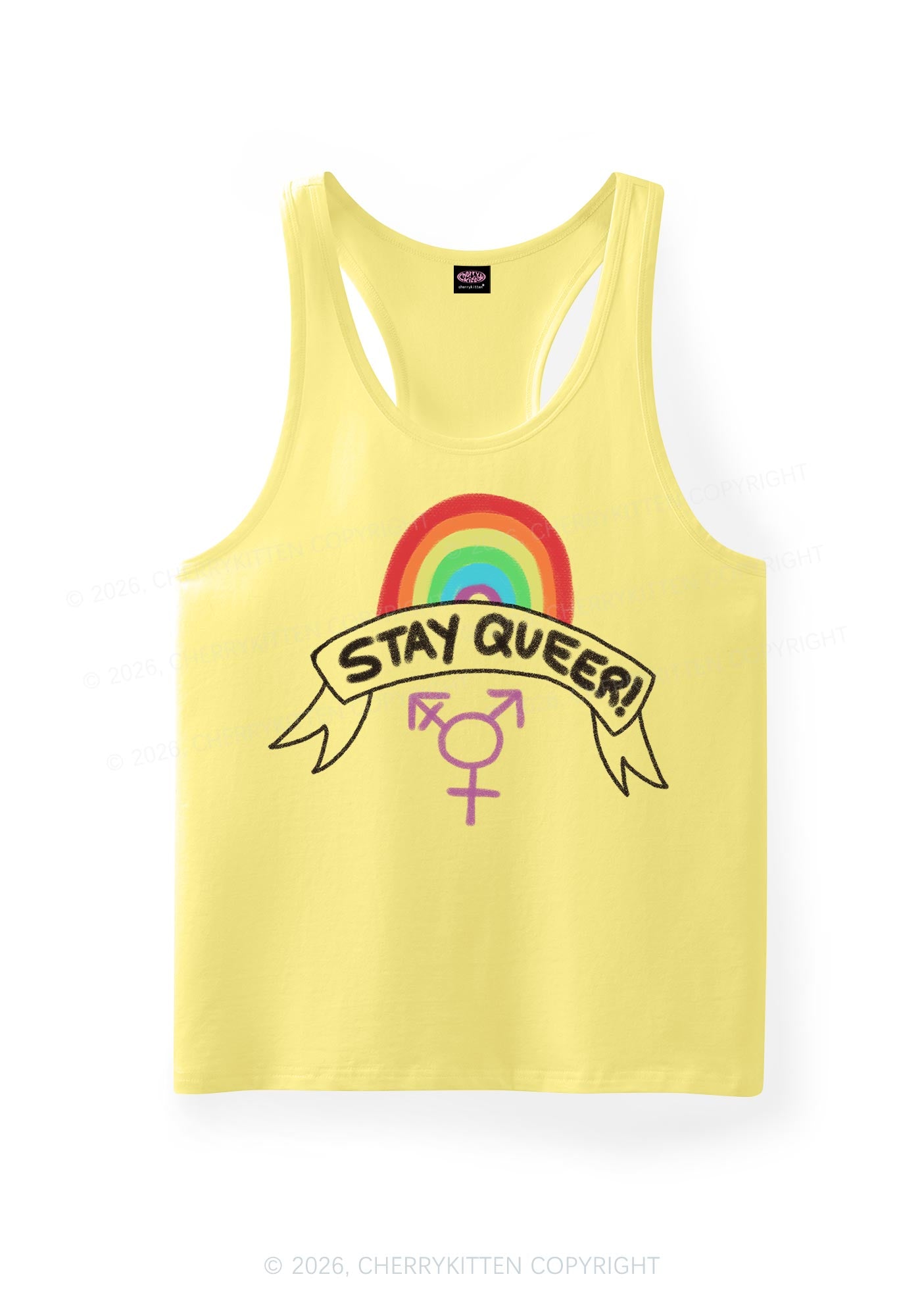 Stay Queer Pride Y2K Men Racerback Tank Top Cherrykitten