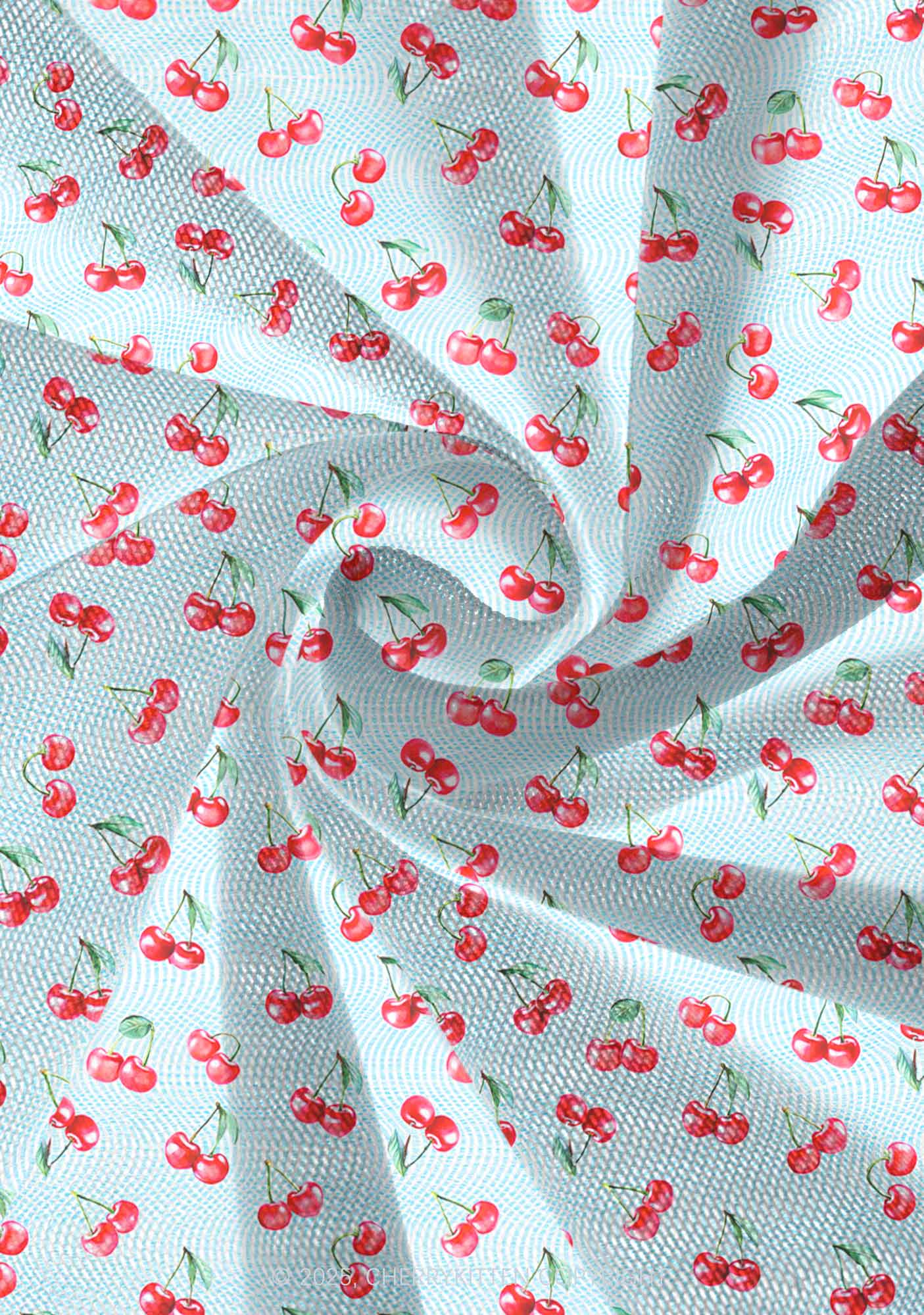 Blue Cherry Y2K Print Mini Layered Skirt Cherrykitten