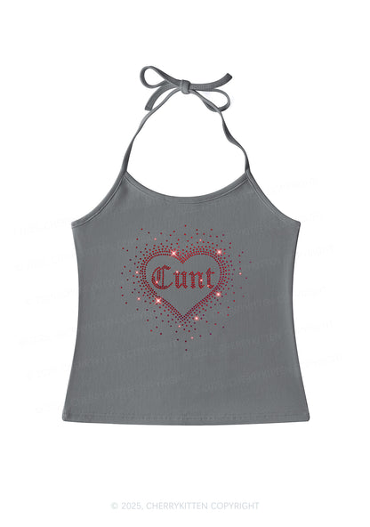Rhinestone Love Cxxt Y2K Halter Neck Cami Cherrykitten