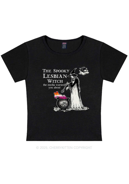 The Spooky Lesbian Witch Y2K Baby Tee Cherrykitten