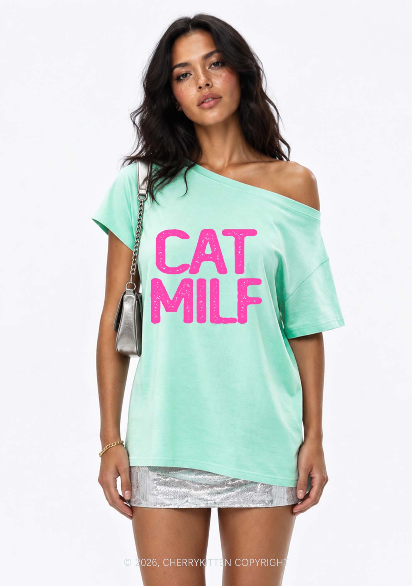 Cat Mxxf Y2K Off Shoulder Tee Cherrykitten