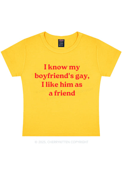 I Know My BF Is Gay Pride Y2K Baby Tee Cherrykitten