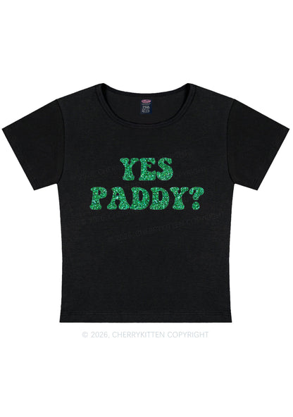 Glitter Yes Paddy St Patricks Y2K Baby Tee Cherrykitten