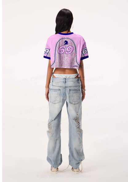 Alpha Male Unicorn Pride Y2K Crop Sport Jersey Shirts Cherrykitten