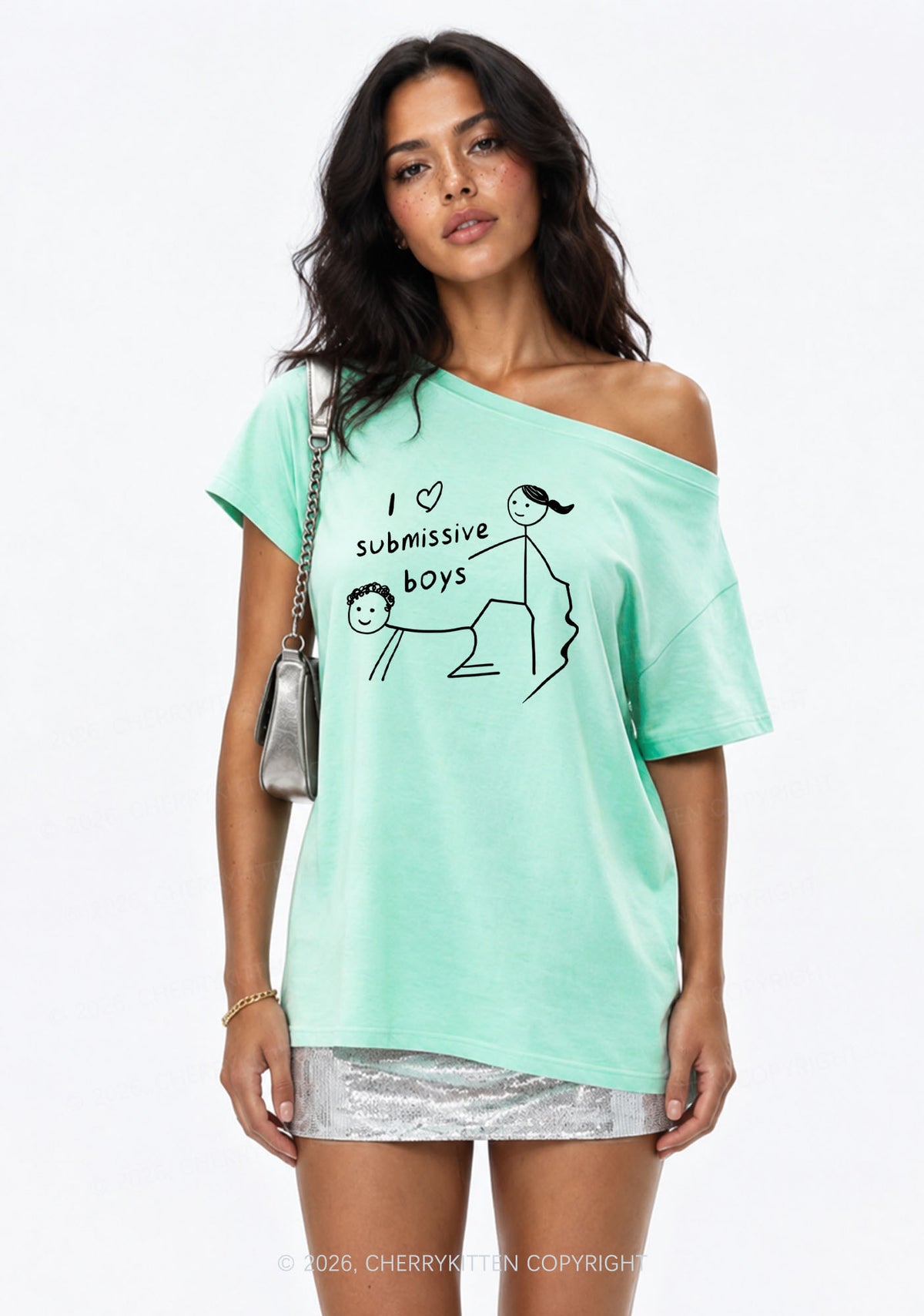 I Love S Boys Y2K Off Shoulder Tee Cherrykitten