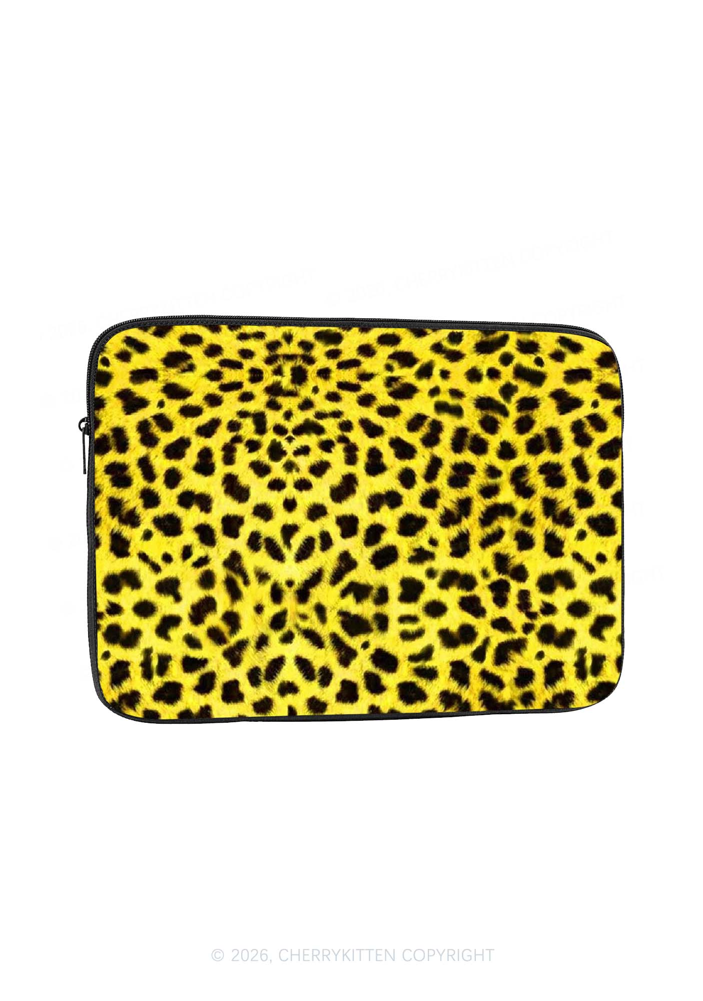 Yellow Leopard Y2K Laptop Sleeve Cherrykitten