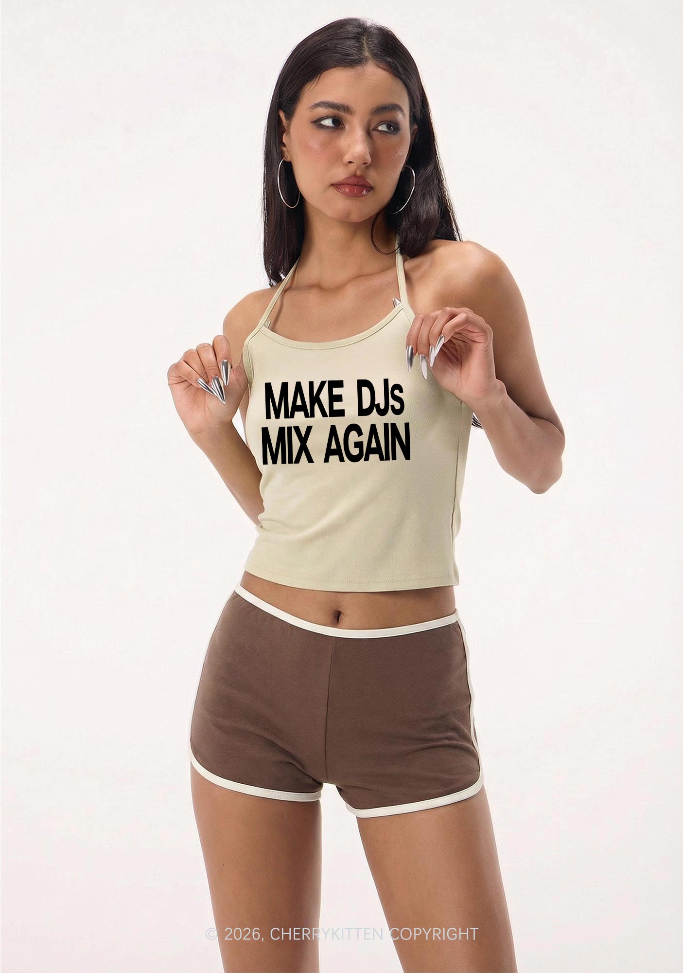Make DJs Mix Again Y2K Halter Neck Cami Cherrykitten