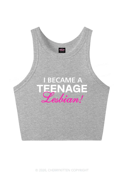 I Became A Teenage Lesbian Pride Y2K Crop Tank Top Cherrykitten