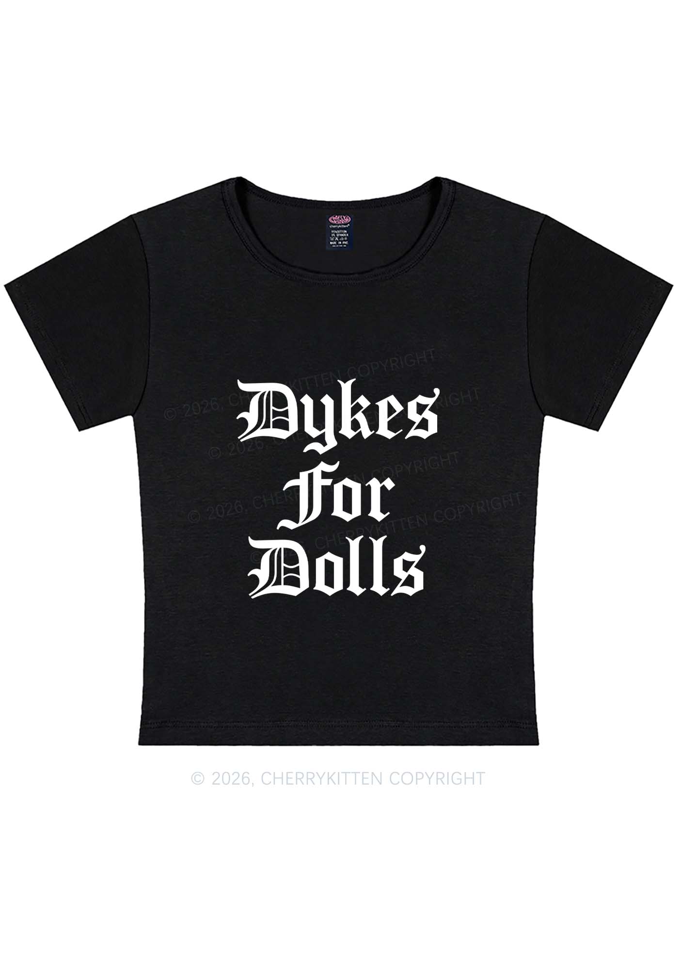 Dykes For Dolls Pride Y2K Baby Tee Cherrykitten