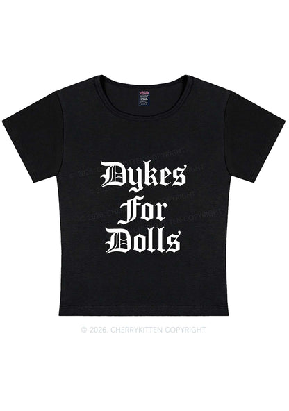 Dykes For Dolls Pride Y2K Baby Tee Cherrykitten