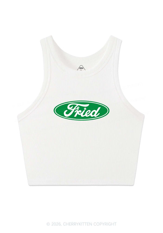 Green Fried Y2K Crop Tank Top Cherrykitten