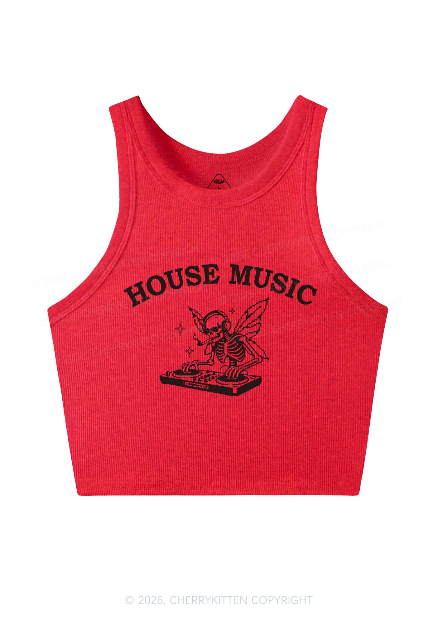 House Music Skeleton Y2K Crop Tank Top Cherrykitten