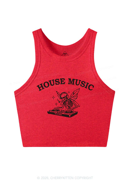 House Music Skeleton Y2K Crop Tank Top Cherrykitten