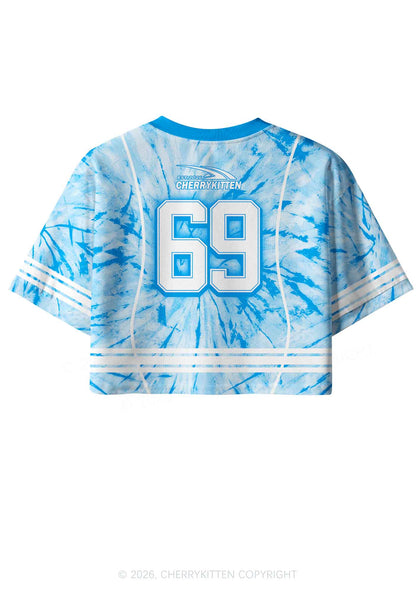 Blue Tie Dye Faggot Pride Y2K Crop Sport Jersey Shirts Cherrykitten
