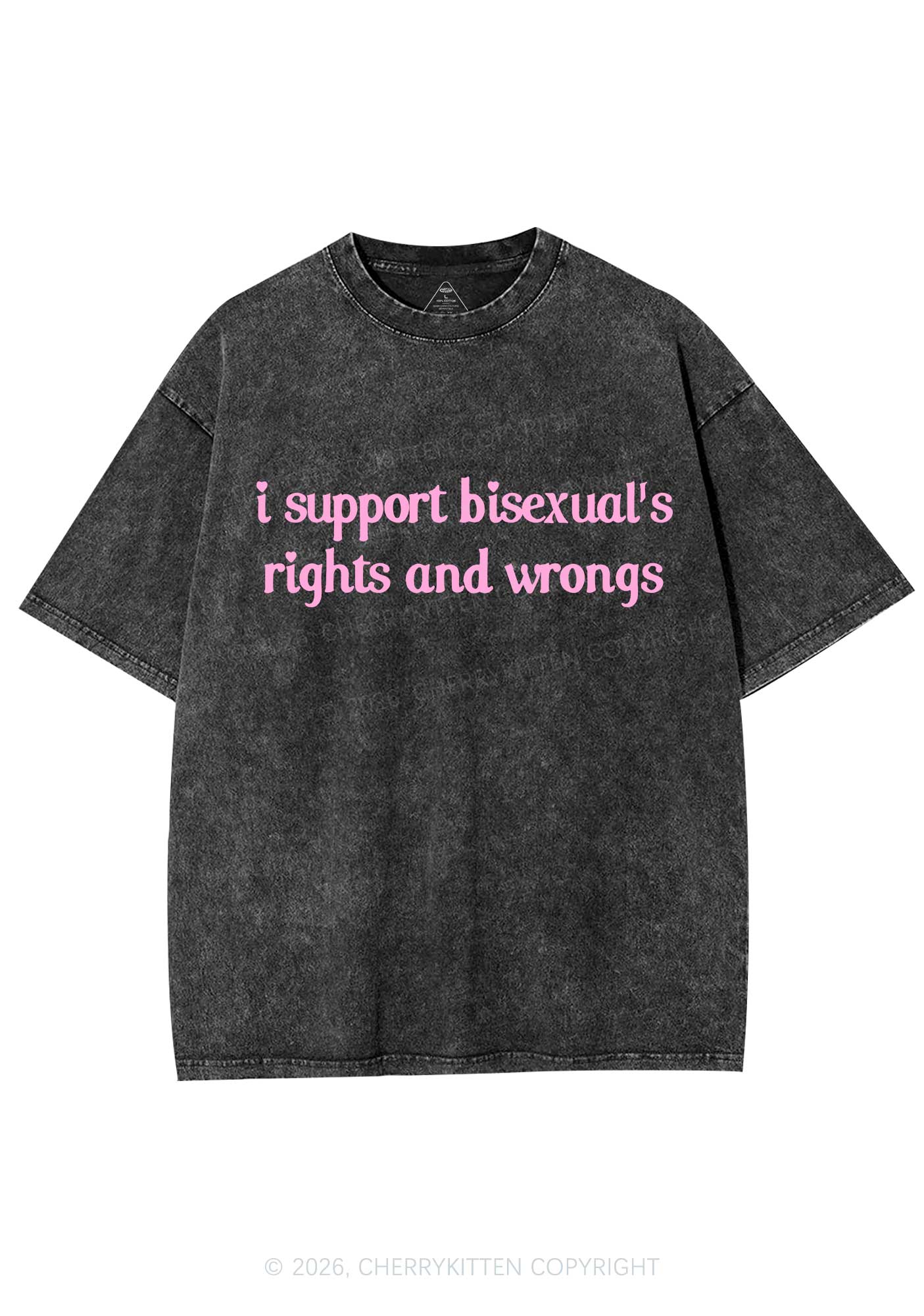 I Support Bisexuals Pride Y2K Shirts Washed Tee Cherrykitten