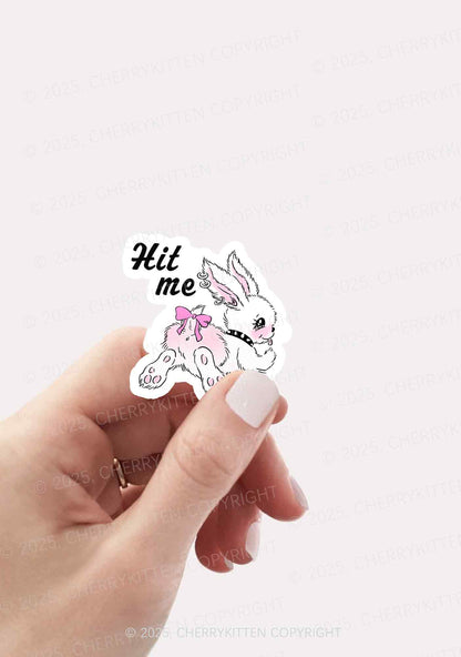 Hit Me White Bunny Y2K Sticker Cherrykitten