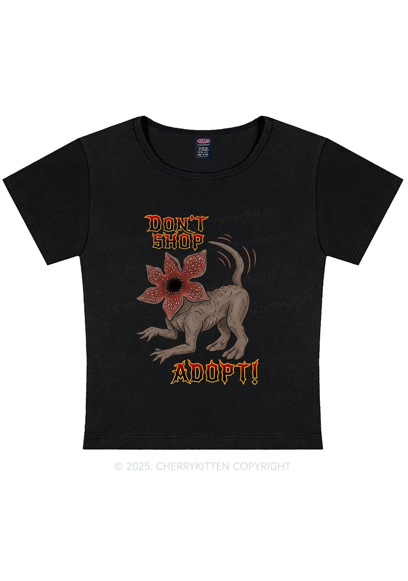 Dont Shop Adopt Y2K Baby Tee Cherrykitten