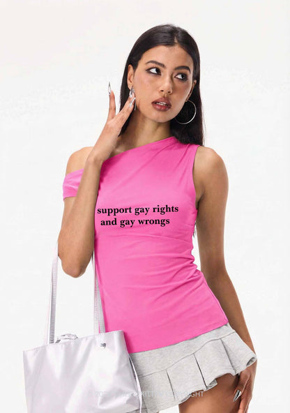 Support Gay Rights Pride Y2K Off Shoulder Tank Top Cherrykitten