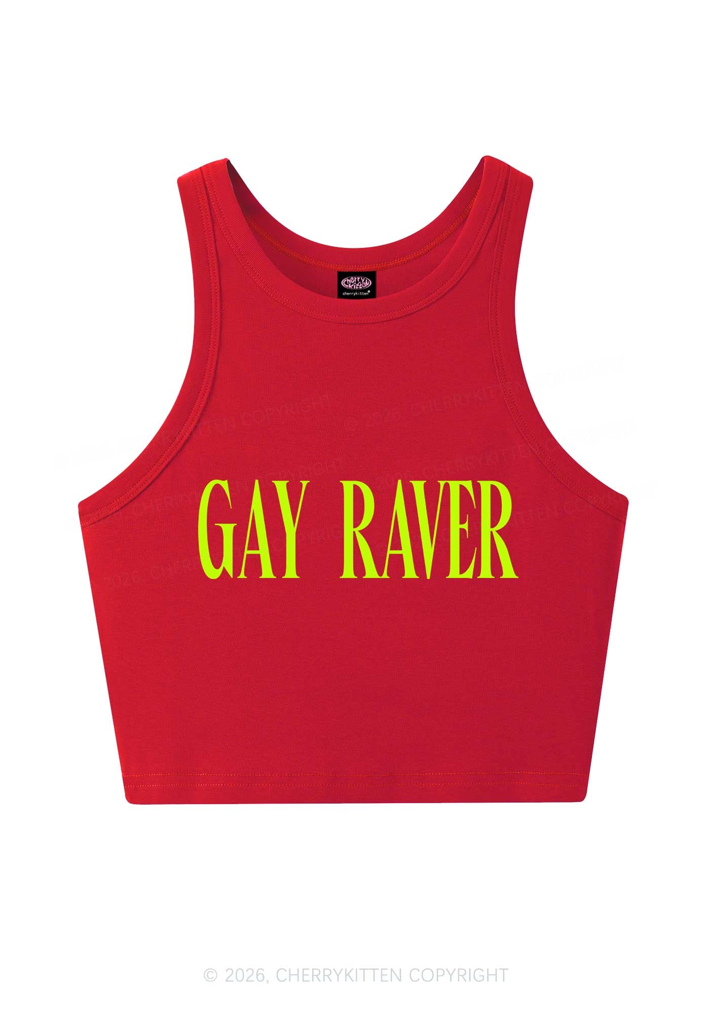 Gay Raver Pride Y2K Crop Tank Top Cherrykitten