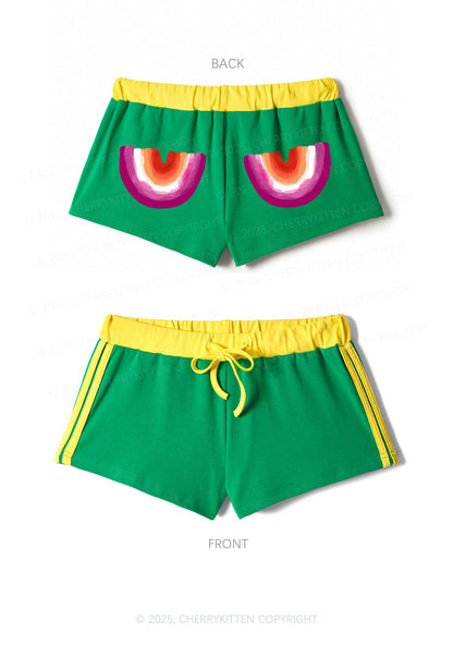 Double Rainbow Pride Y2K Drawstring Mini Shorts Cherrykitten