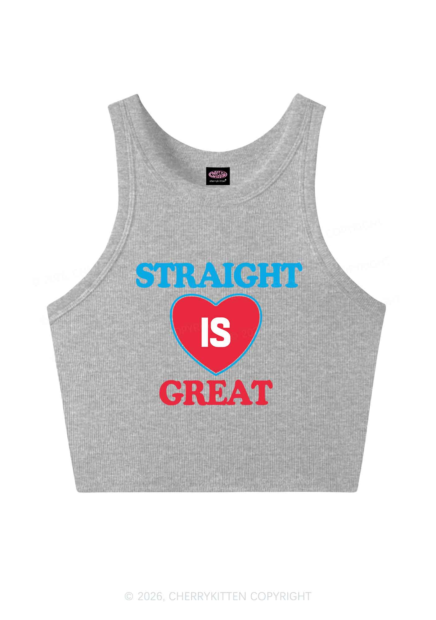 Straight Is Great Pride Y2K Crop Tank Top Cherrykitten