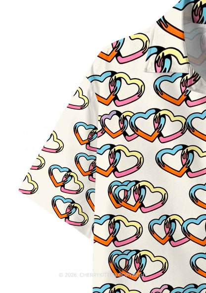 Linked Hearts Pride Y2K Print Hawaiian Shirt Cherrykitten