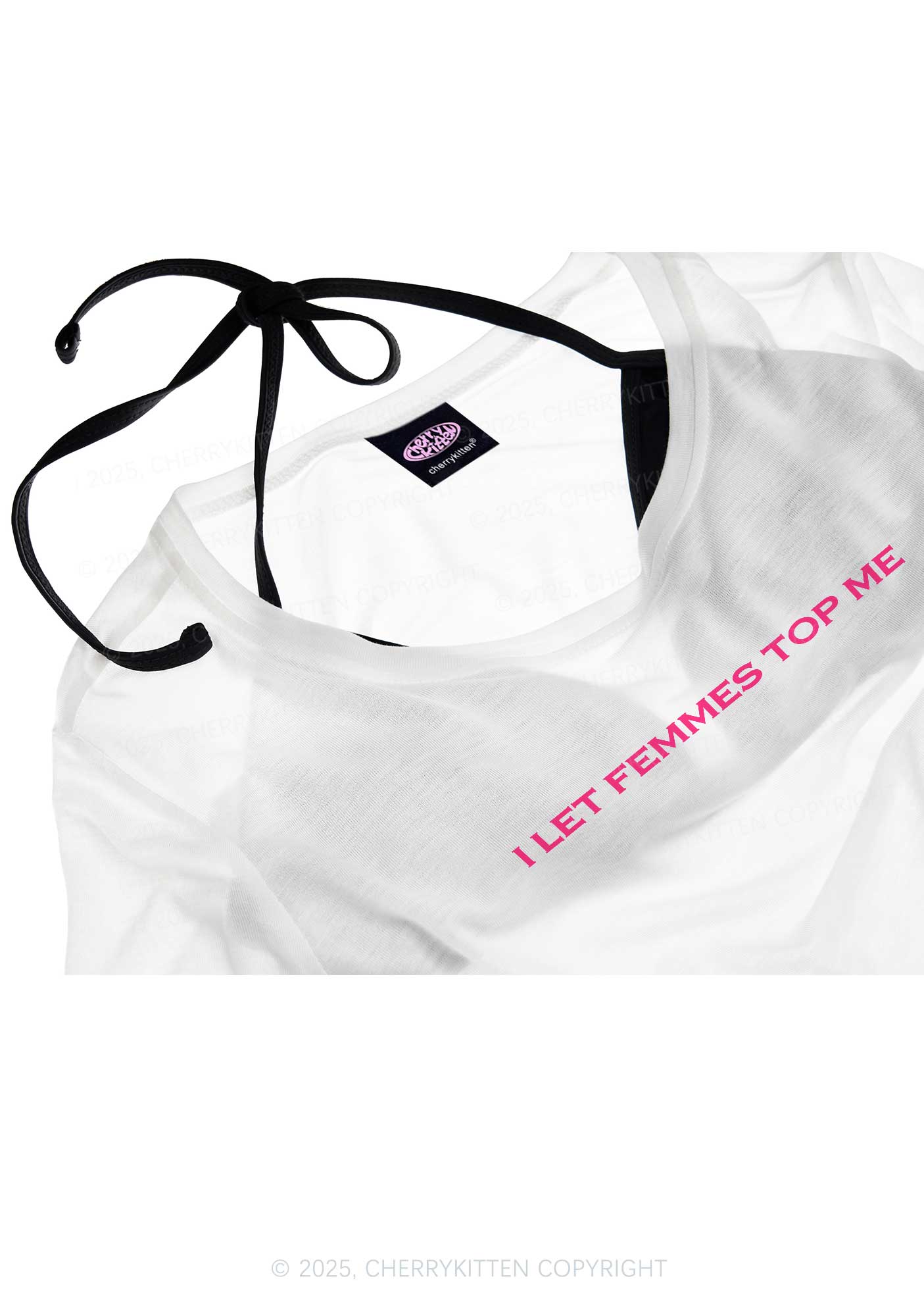 I Let Femmes Top Me Pride Y2K Sheer Crop Tee Cherrykitten