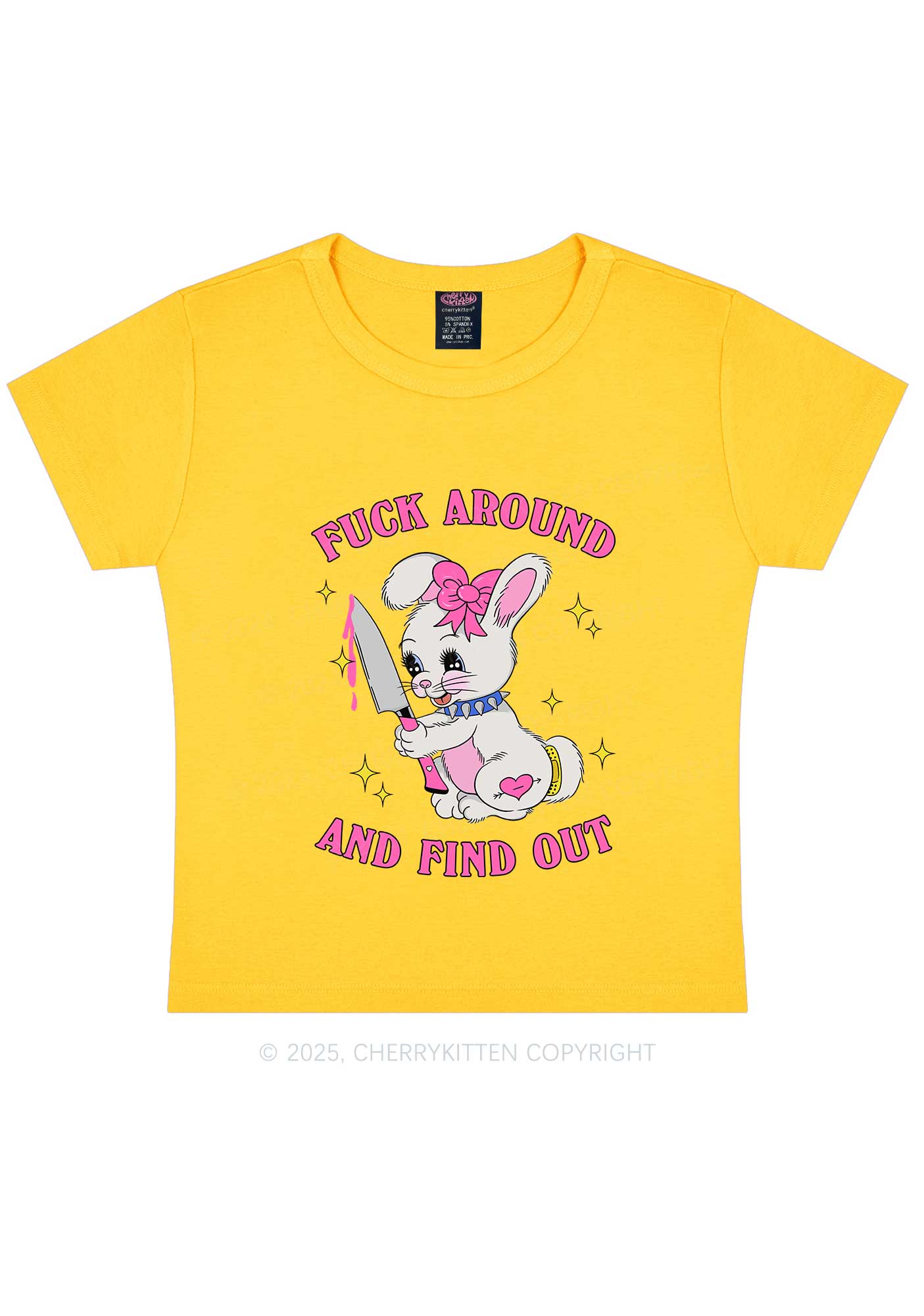 Fxxk Around Bunny Y2K Baby Tee Cherrykitten