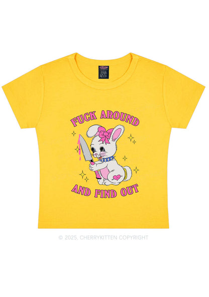 Fxxk Around Bunny Y2K Baby Tee Cherrykitten