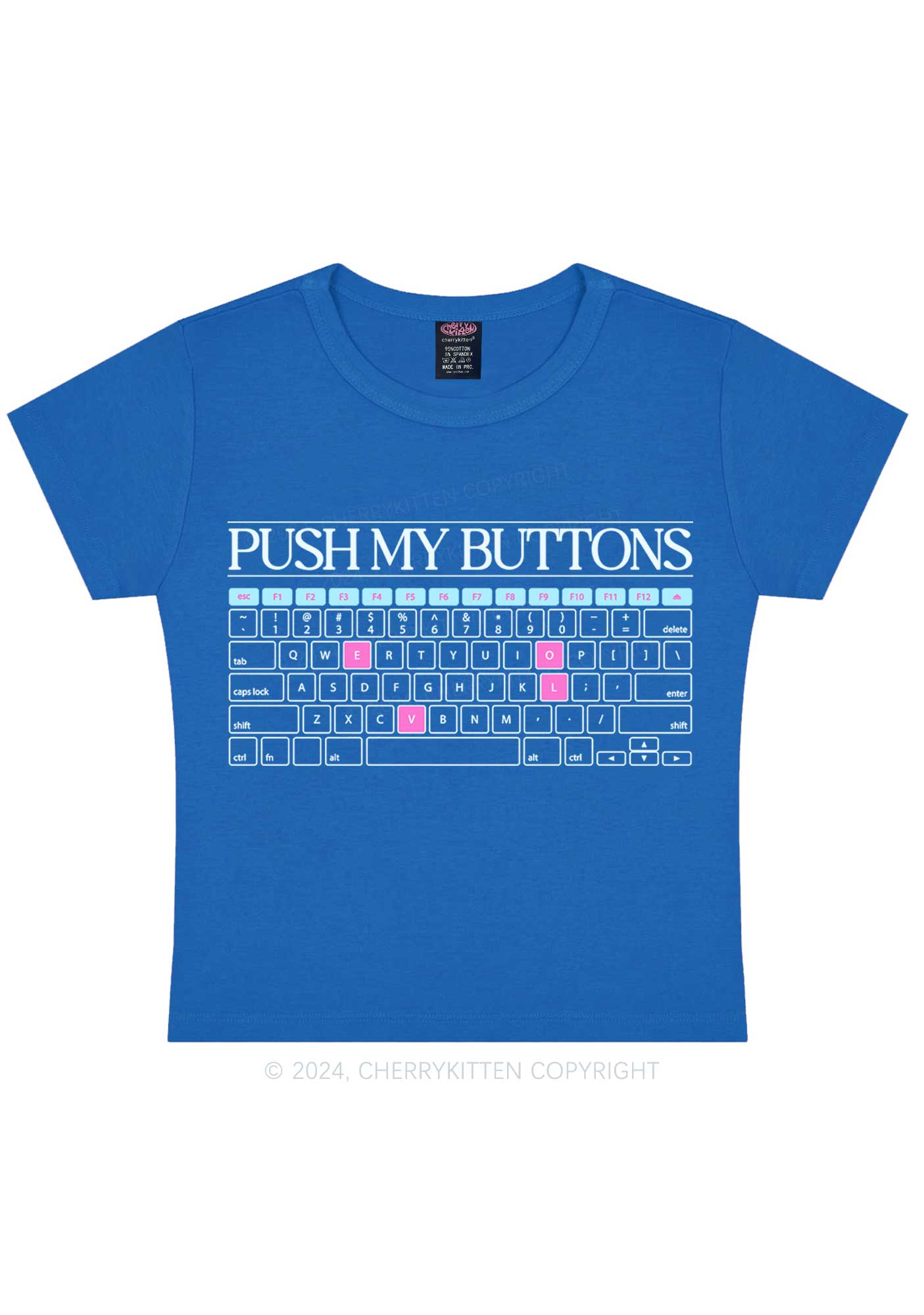 Push My Buttons Y2K Baby Tee Cherrykitten