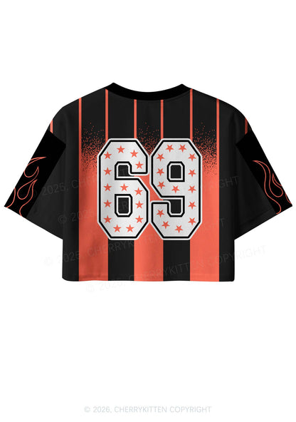 Orange Stripes Gay Son Pride Y2K Crop Sport Jersey Shirts Cherrykitten