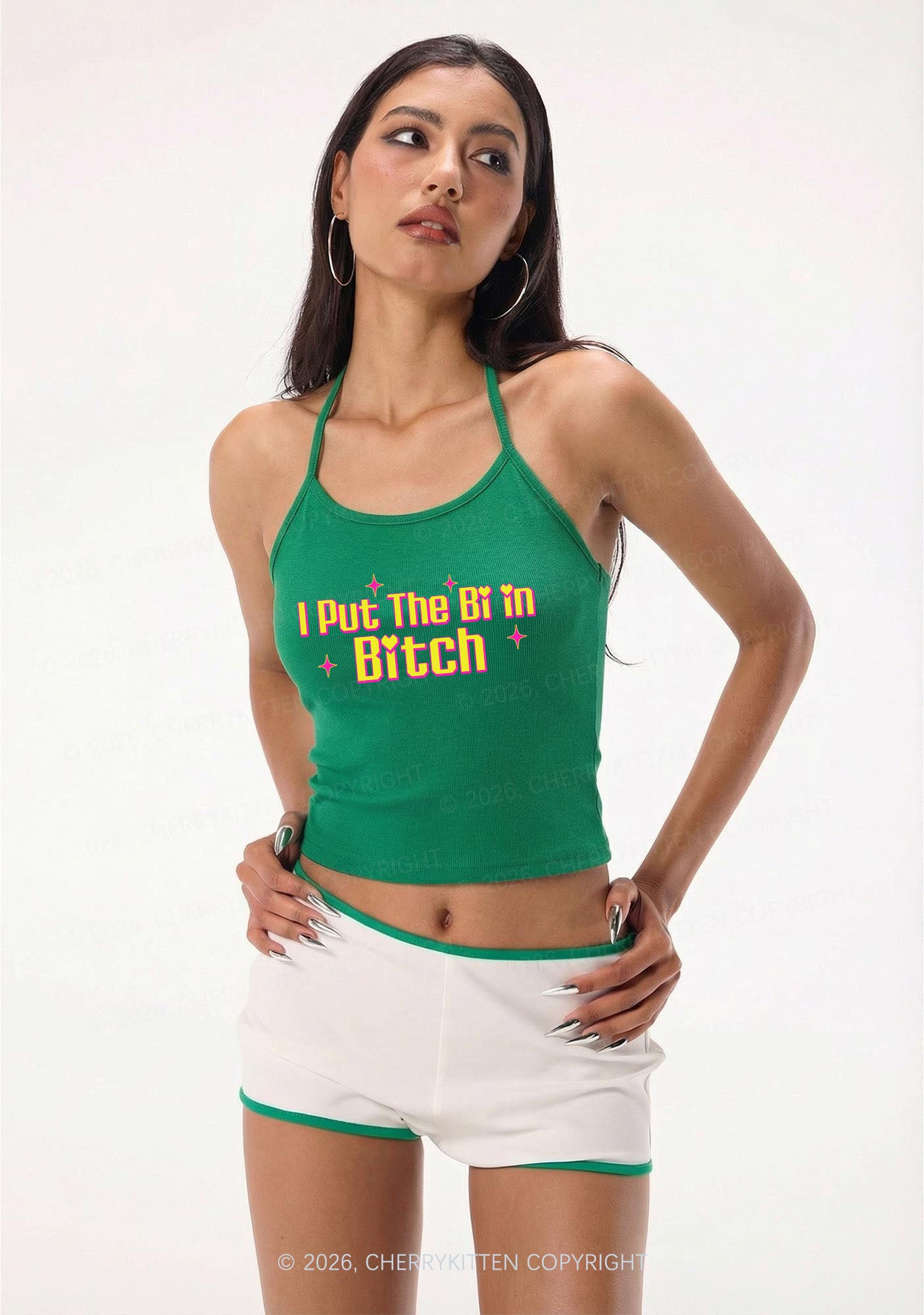 Put The Bi In Bxxch Pride Y2K Halter Neck Cami Cherrykitten