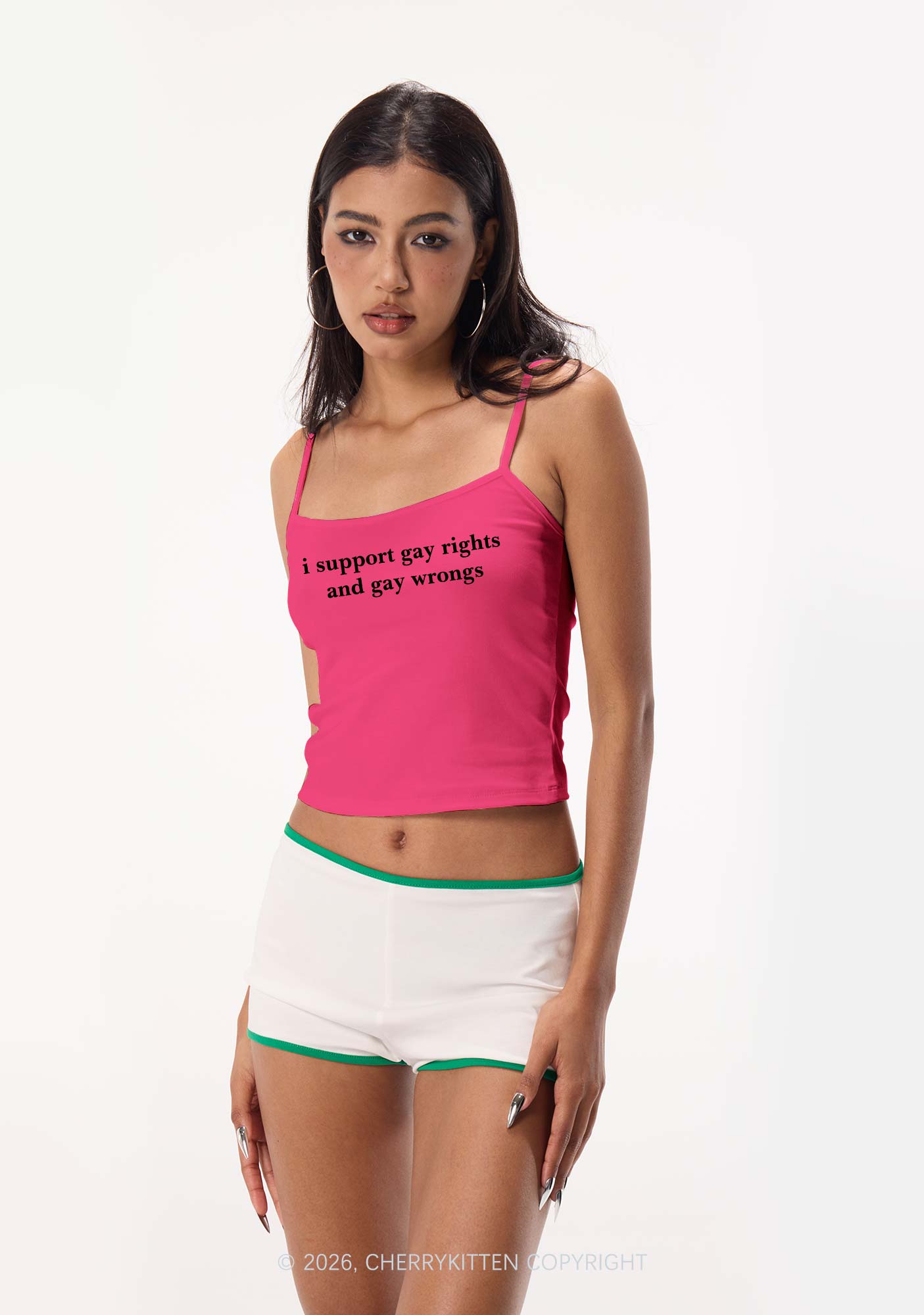 Support Gay Rights Pride Y2K Spaghetti Strap Cami Cherrykitten