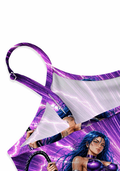 Purple Lightning S Male Y2K Print Slip Dress Cherrykitten