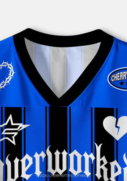 Overworked And Underfxxked Y2K Crop Sport Jersey Shirts Cherrykitten