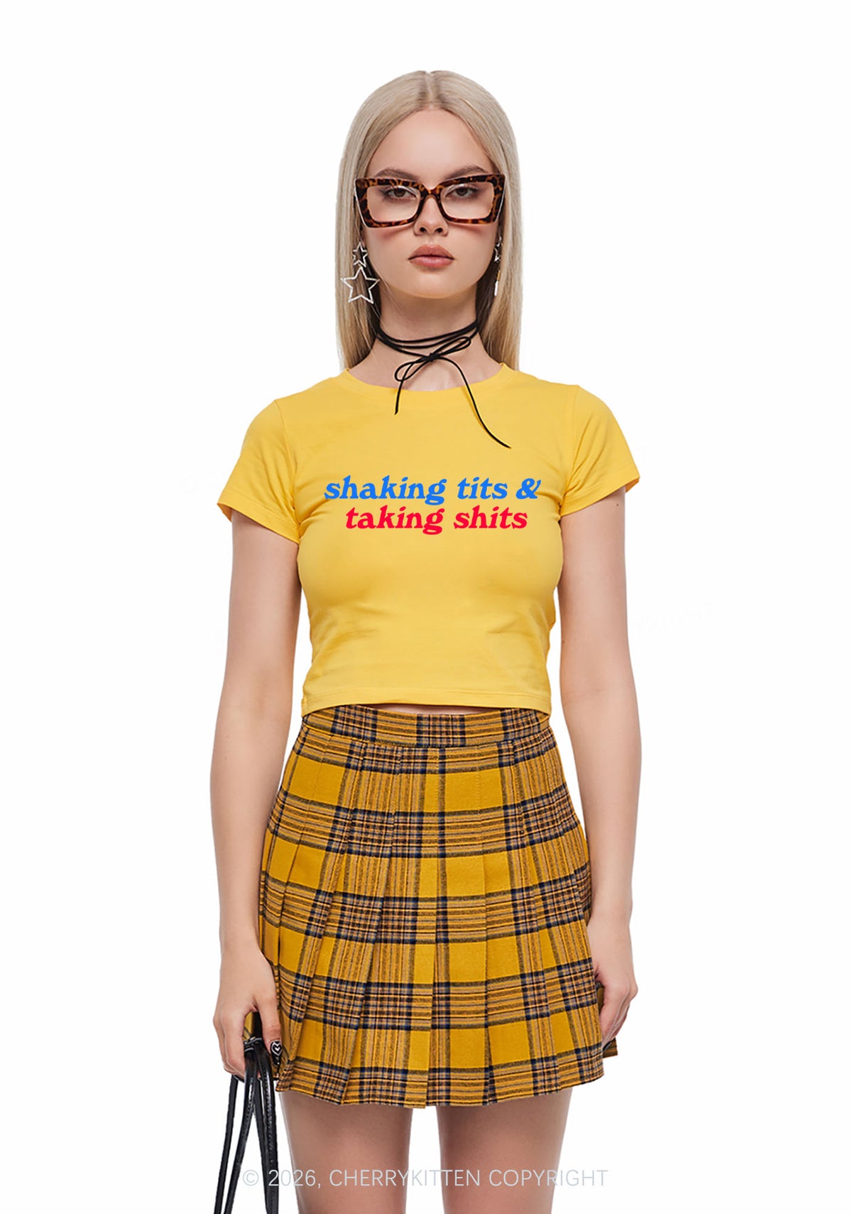 Shaking Txts Taking Shxts Y2K Baby Tee Cherrykitten