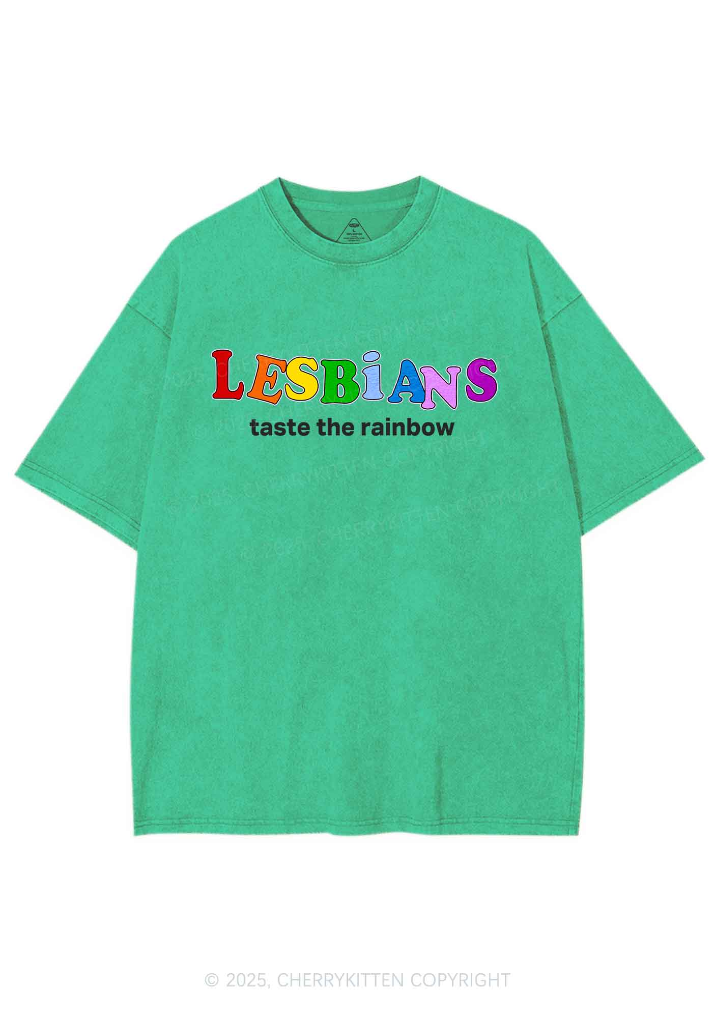 Lesbians Taste The Rainbow Y2K Shirts Washed Tee Cherrykitten