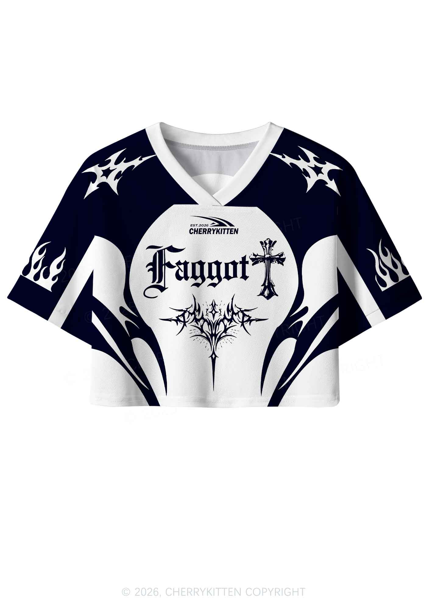 Gothic Cross Faggot Pride Y2K Crop Sport Jersey Shirts Cherrykitten