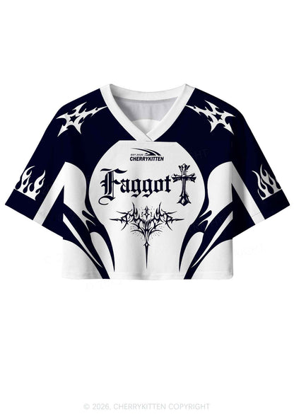Gothic Cross Faggot Pride Y2K Crop Sport Jersey Shirts Cherrykitten