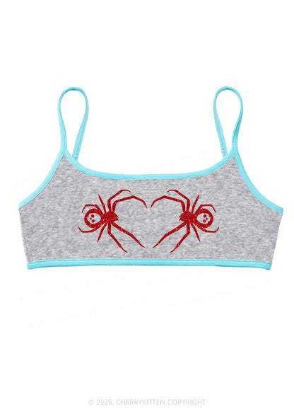 Glitter Skull Spider Y2K Super Crop Cami Cherrykitten