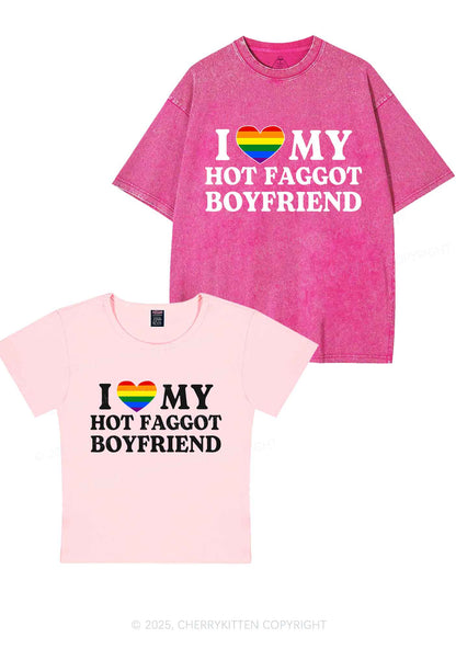 Love My Hot Faggot BF Y2K Valentine's Day Couple Shirt Cherrykitten