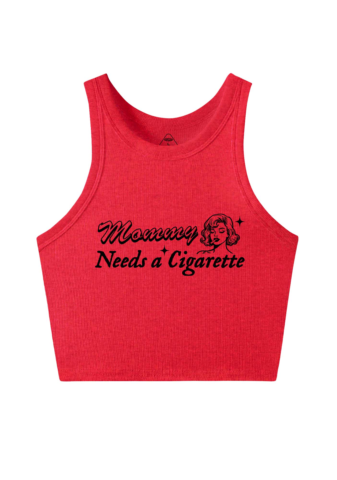 Cherrykitten Mommy Needs Cigarette Y2K Crop Tank Top Cherrykitten