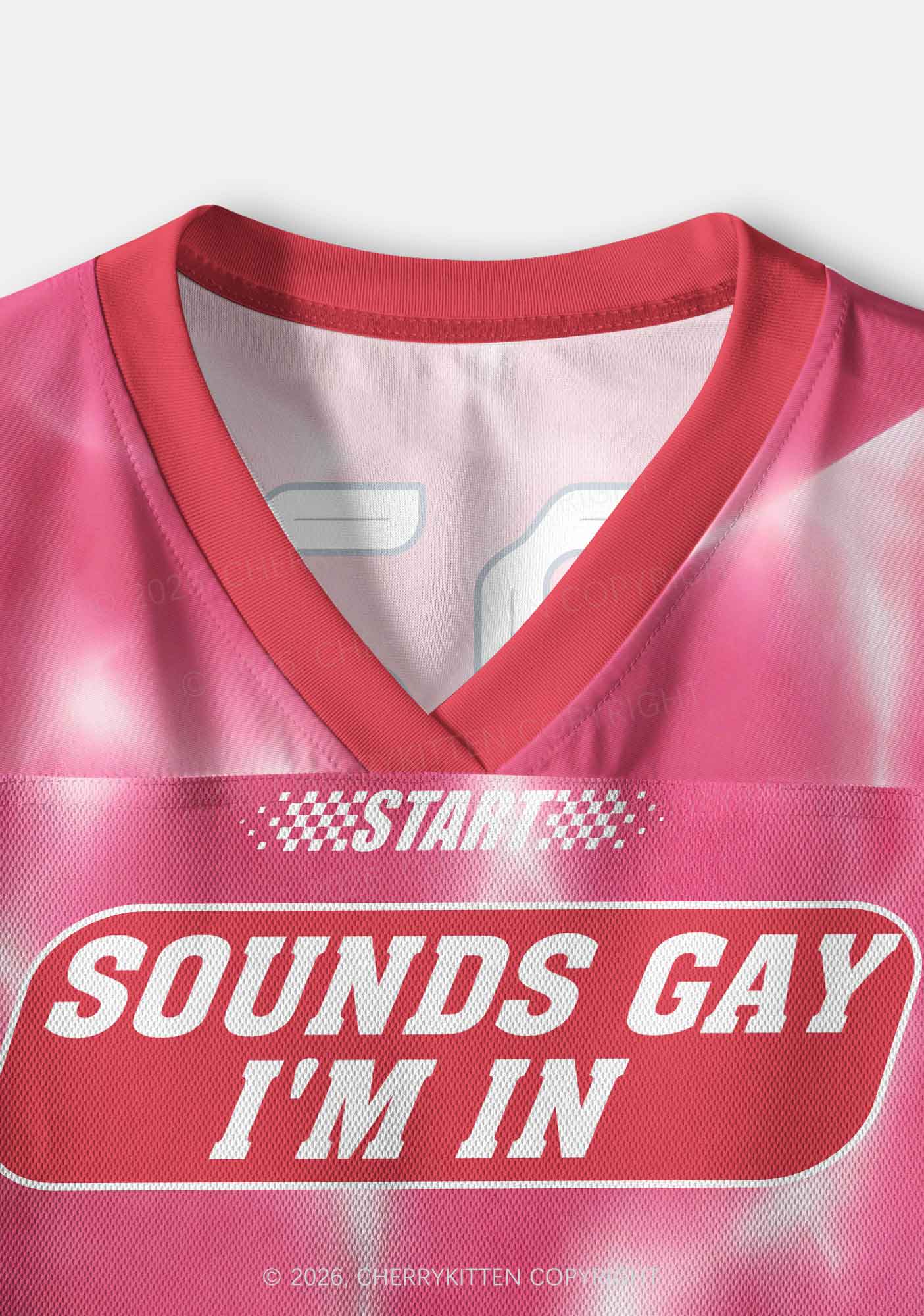 Pink Sounds Gay Im In Pride Y2K Crop Sport Jersey Shirts Cherrykitten