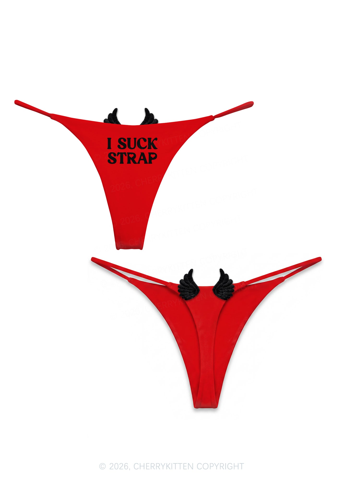 I Sxxk Strap Y2K Goth Angel Wings Bikini String Thong Cherrykitten