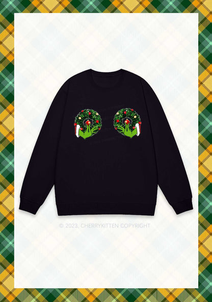 Christmas Wreath Y2K Sweatshirt Cherrykitten