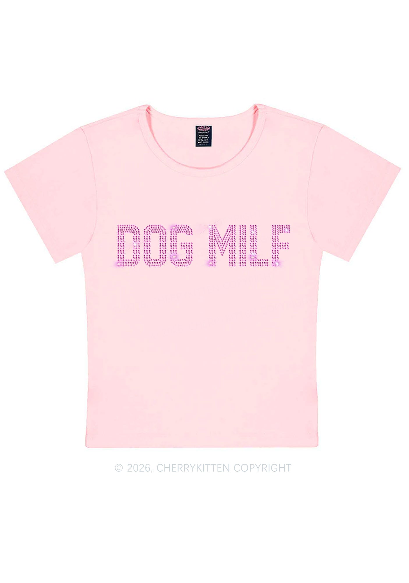 Rhinestone Dog Mxxf Y2K Baby Tee Cherrykitten